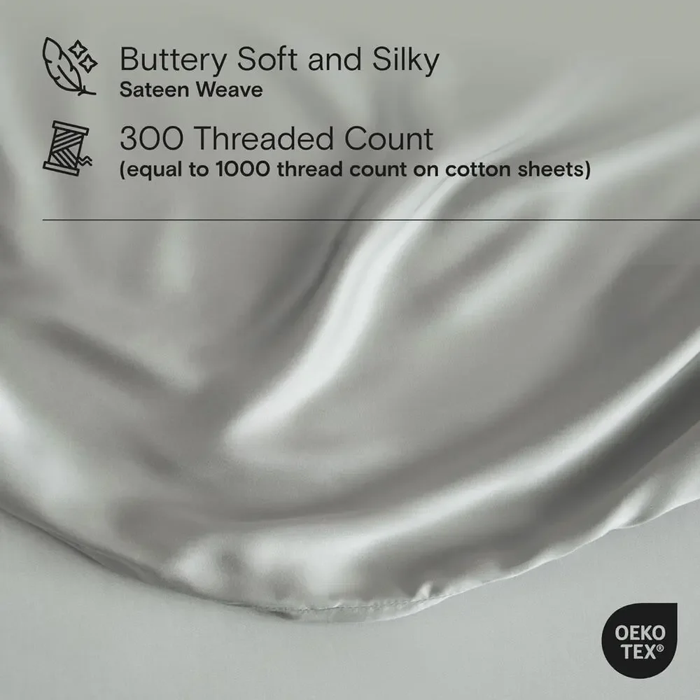 NWT Sijo DOZ Bamboo Sheet Set 3 PC- 2 Pillowcases 1 Fitted Sheet Dove Gray Q